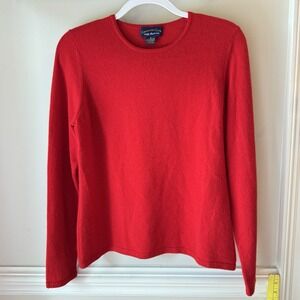 harter Club Women's M Red 2-Ply 100% Cashmere‎ Sweater Long Sleeve Crewneck